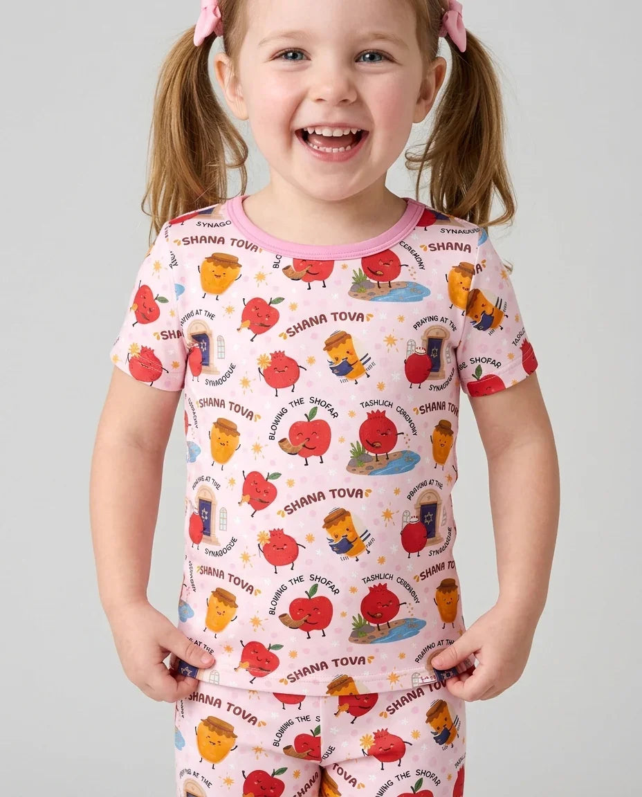 Template Bamboo Two Piece Short Sleeve Shorts Pyjamas Set