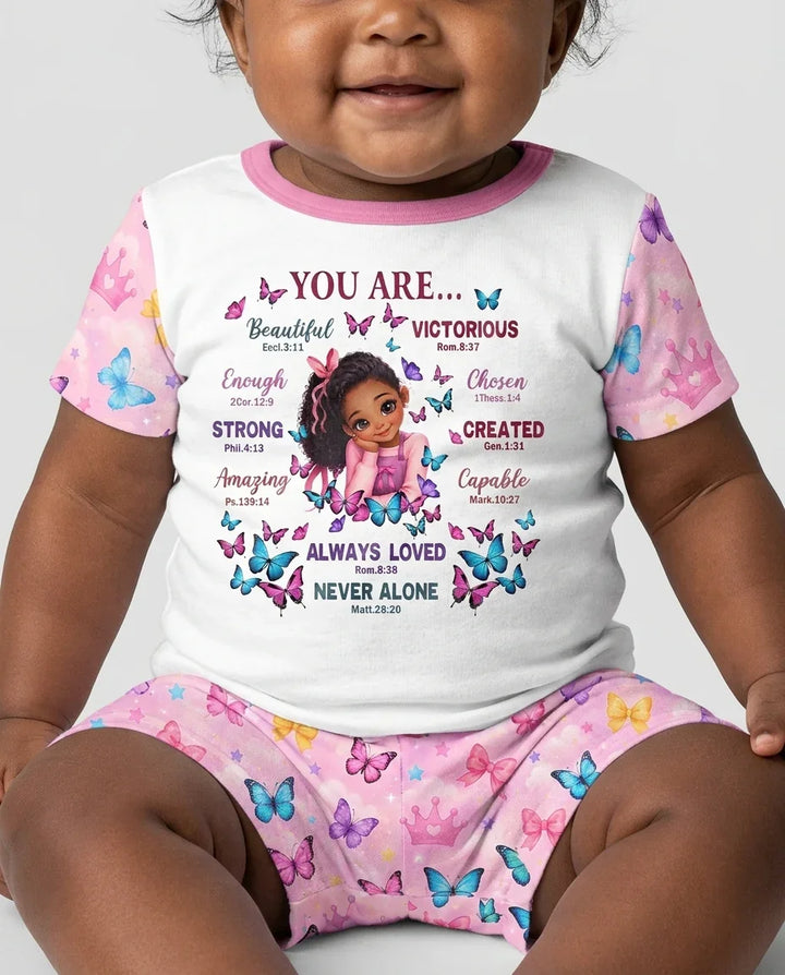 Black Girl Religious You Are Beautiful Bamboo Two Piece Short Sleeve Shorts Pajama Set