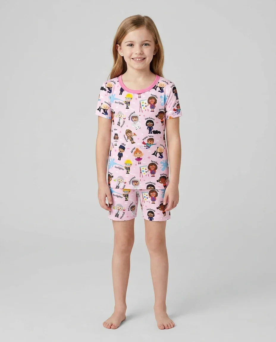 When I Grow Up Bamboo Two Piece Short Sleeve Shorts Pajama Set