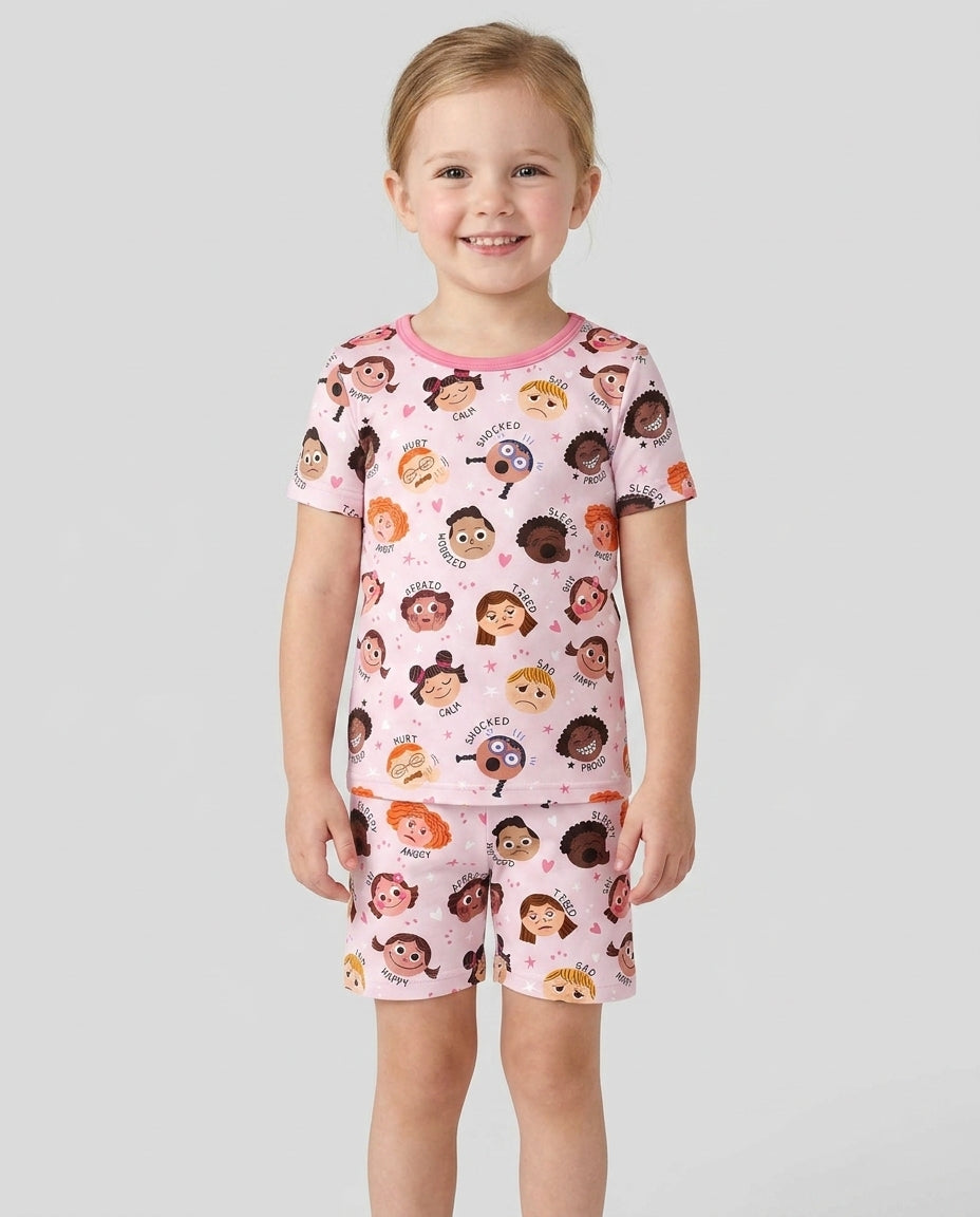 Feelings Vocabulary Bamboo Two Piece Short Sleeve Shorts Pajama Set