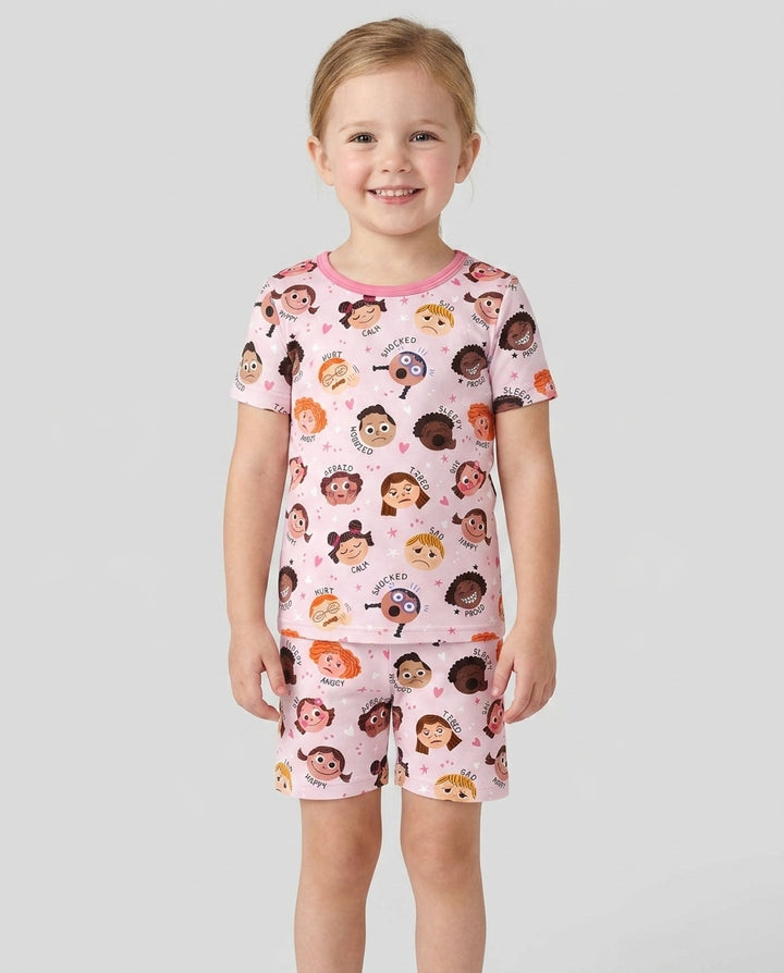 Feelings Vocabulary Bamboo Two Piece Short Sleeve Shorts Pajama Set