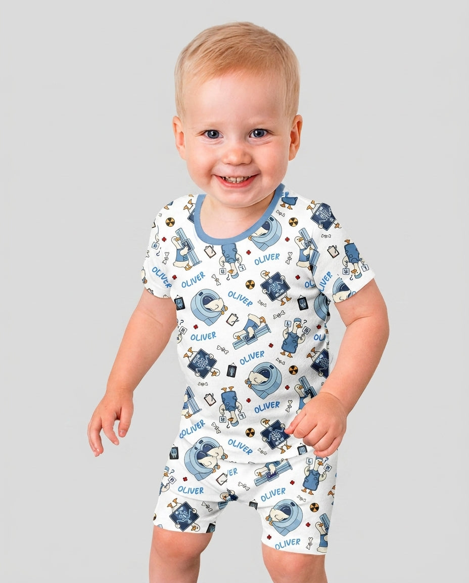 Rad Tech Goose Bamboo Two Piece Short Sleeve Shorts Pajama Set