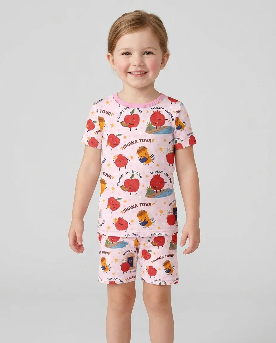 Template Bamboo Two Piece Short Sleeve Shorts Pyjamas Set