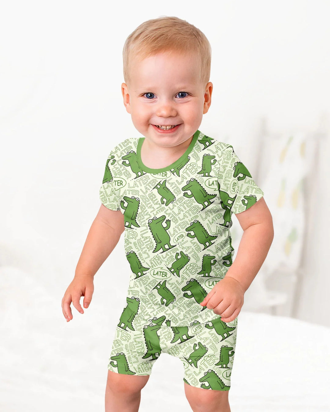 See you later, alligator! Bamboo Two Piece Short Sleeve Shorts Pajama Set