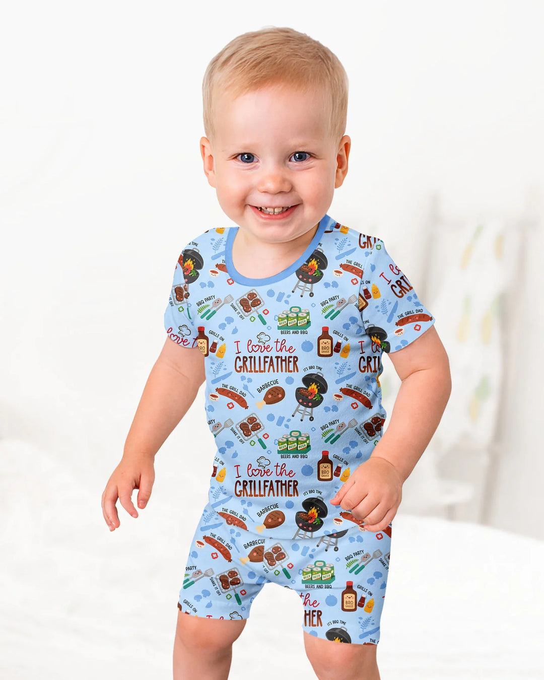 The Grill Father Family Matching Bamboo Two Piece Short Sleeve Shorts Pajama Set
