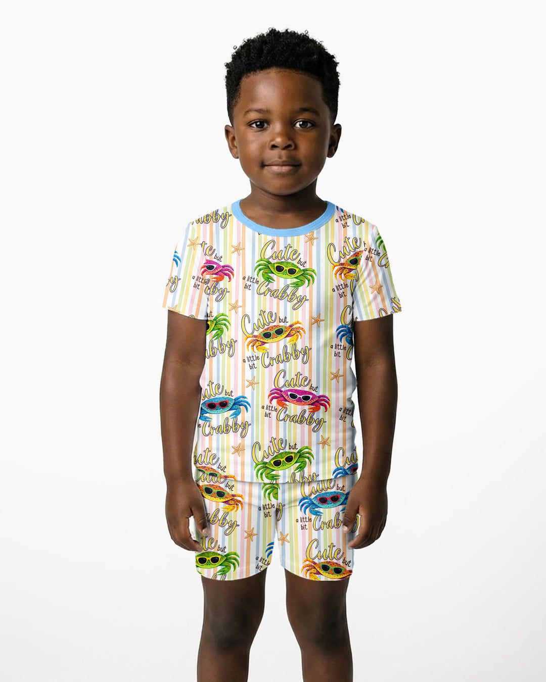 Cute But A Little Bit Crabby Bamboo Two Piece Short Sleeve Shorts Pajama Set