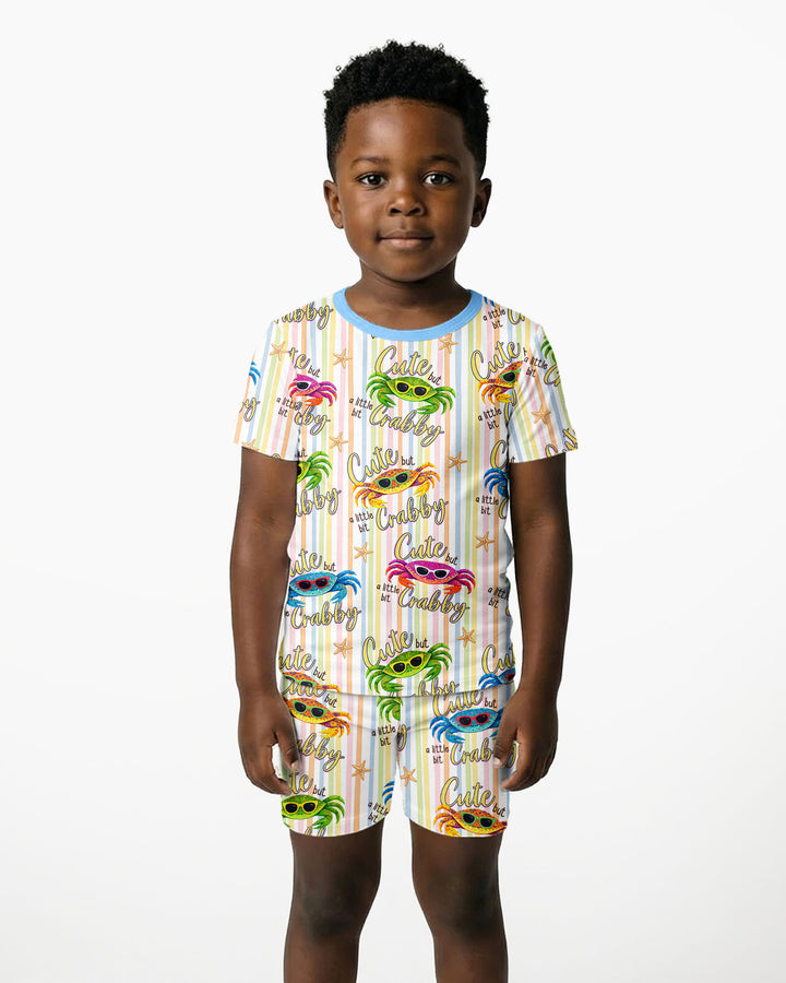 Cute But A Little Bit Crabby Bamboo Two Piece Short Sleeve Shorts Pajama Set