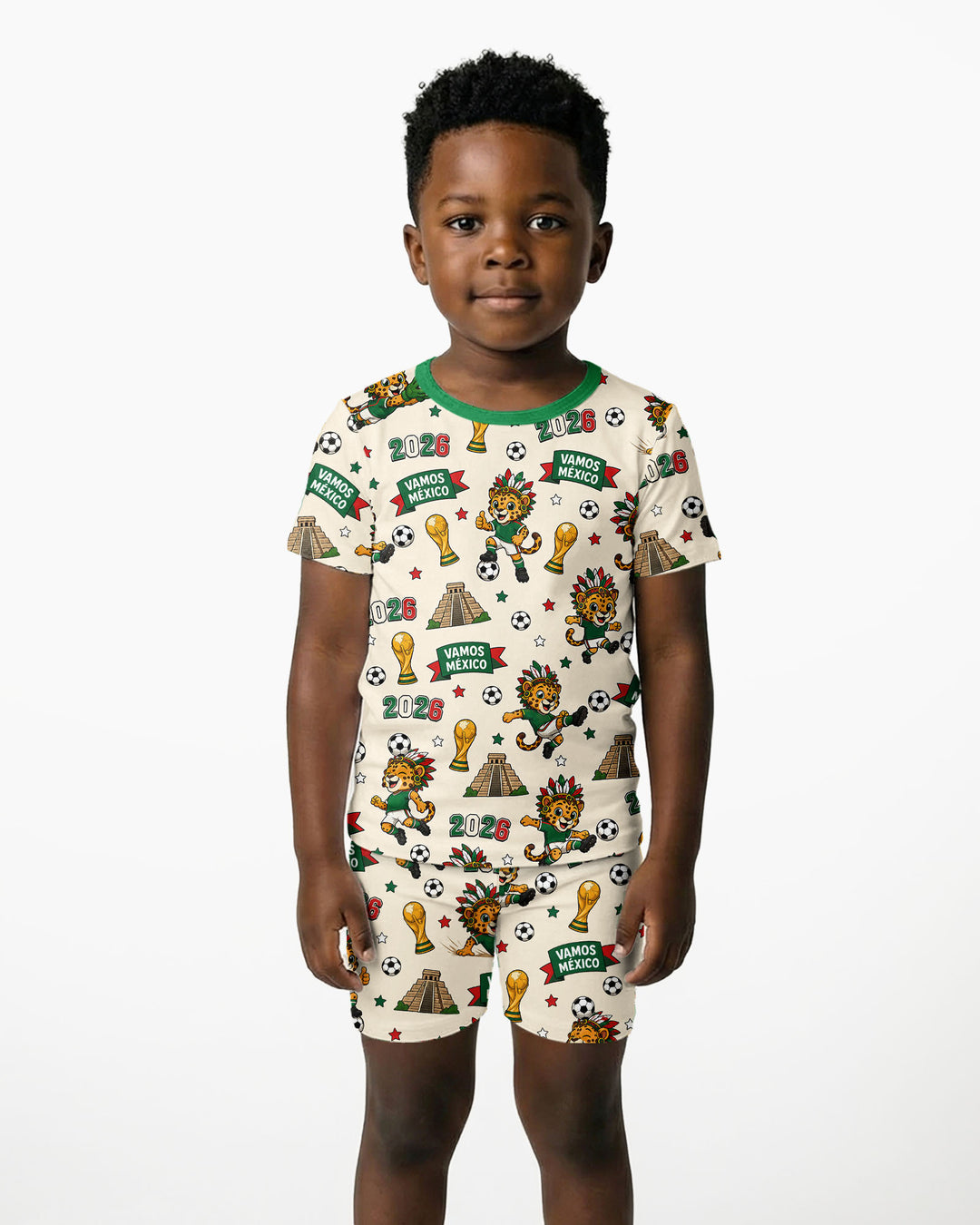 Jaguar 2026 Vamos Mexico Family Matching Bamboo Two Piece Short Sleeve Shorts Pajama Set