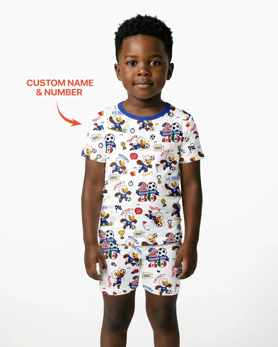 USA We Are Champions Soccer Tour 2026 Bamboo Two Piece Short Sleeve Shorts Pajama Set