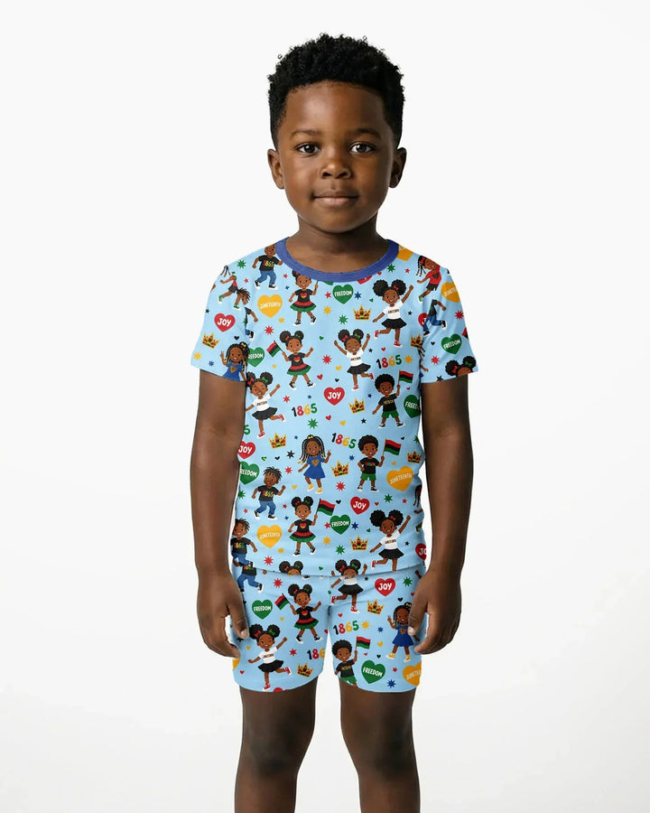 Celebrate Juneteenth Freedom Bamboo Two Piece Short Sleeve Shorts Pajama Set