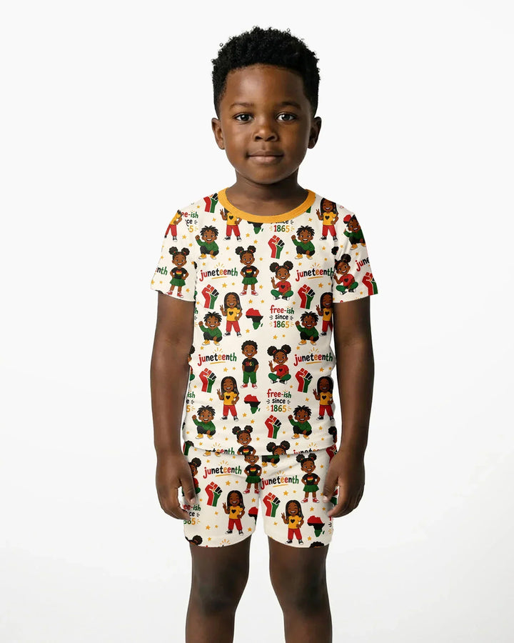 Juneteenth Free-ish Since 1865 Bamboo Two Piece Short Sleeve Shorts Pajama Set