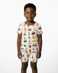 Explore Africa Geography Alphabet Bamboo Two Piece Short Sleeve Shorts Pajama Set