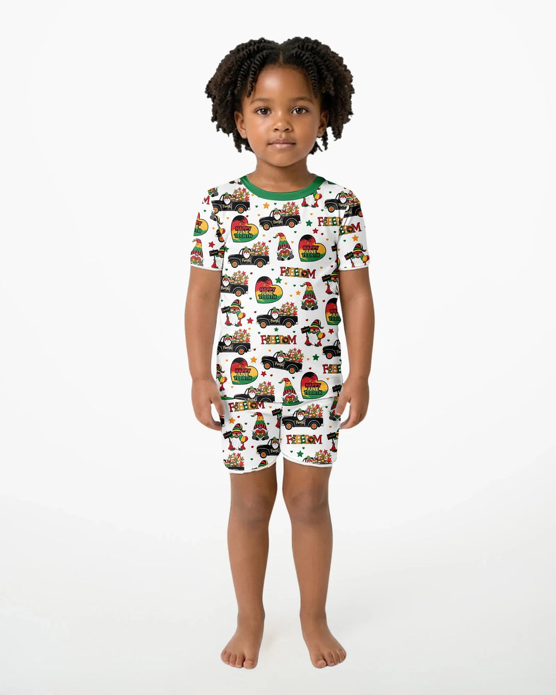 Gnome Happy Juneteenth Bamboo Two Piece Short Sleeve Shorts Pajama Set
