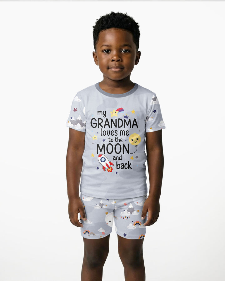 My Grandma Loves Me To The Moon And Back Bamboo Two Piece Short Sleeve Shorts Pajama Set