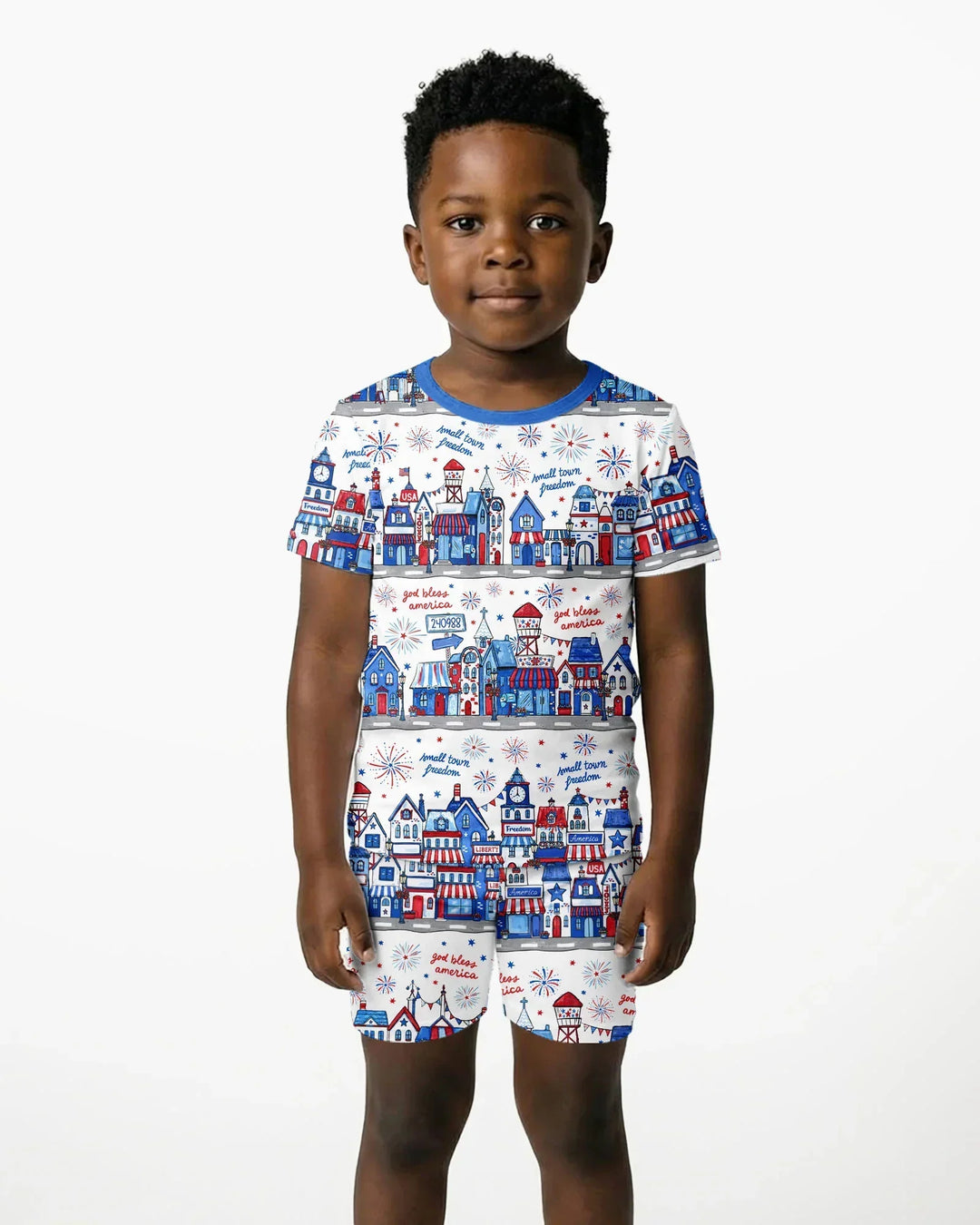 Small Town Freedom USA Bamboo Two Piece Short Sleeve Shorts Pajama Set