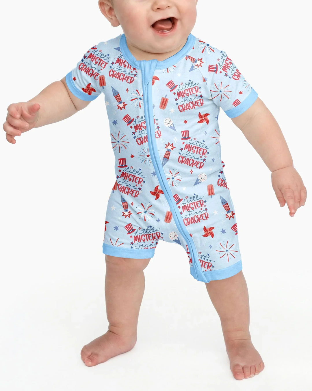 Little Miss Firecracker 4th July Bamboo Shorty Zippy