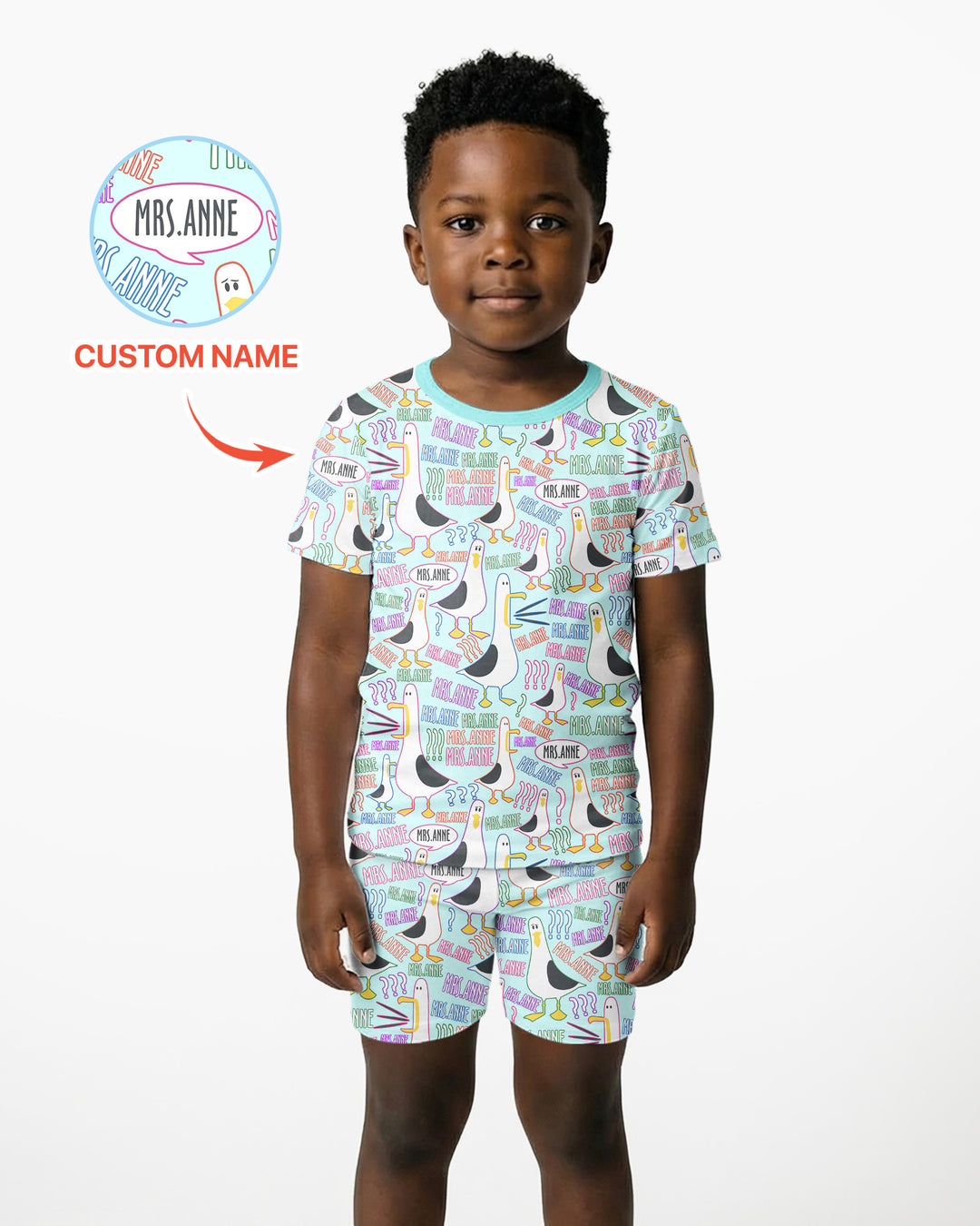 Teacher Teacher Teacher Funny Seagull Bamboo Two Piece Short Sleeve Shorts Pajama Set