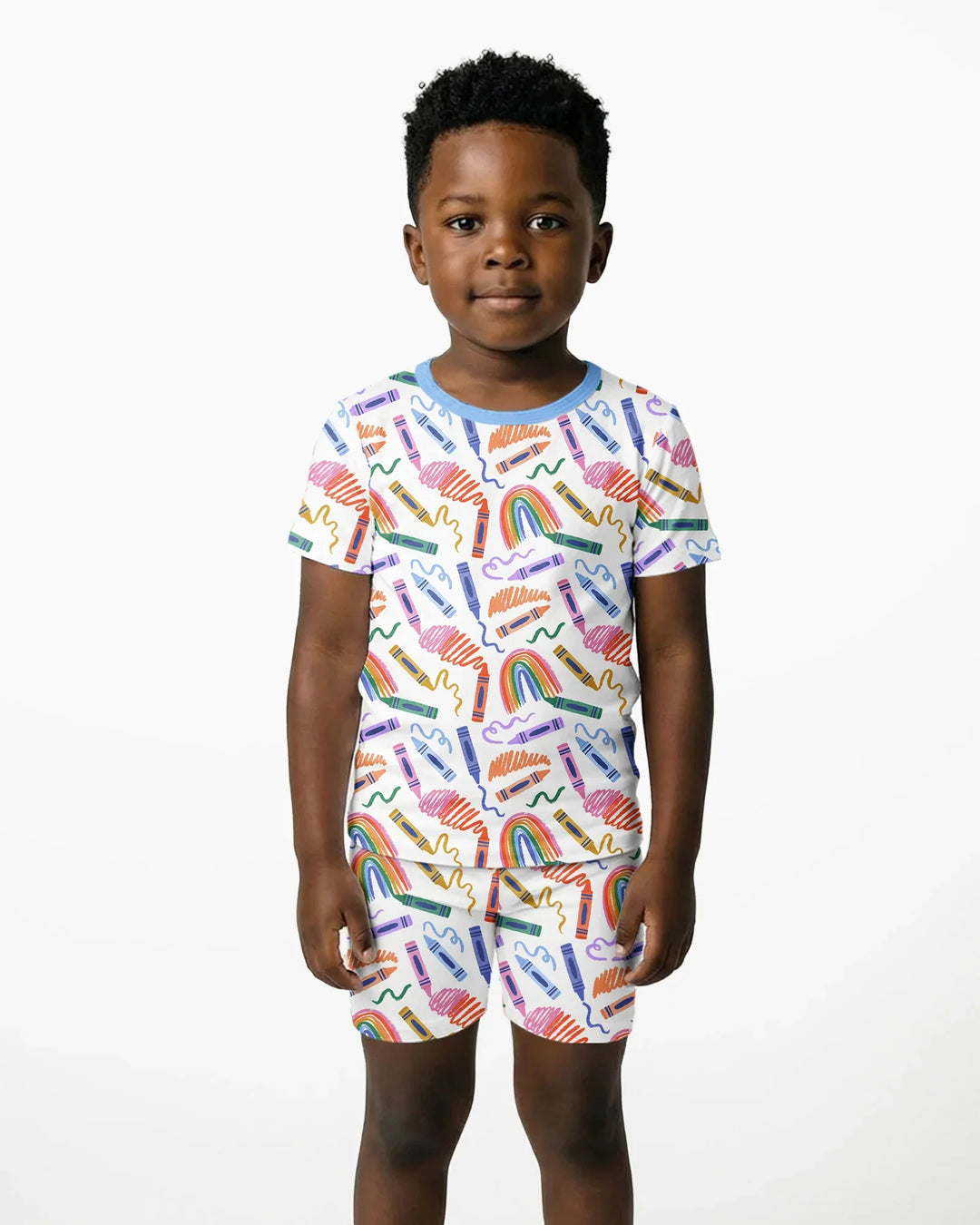 Crayon Chaos Bamboo Two Piece Short Sleeve Shorts Pajama Set