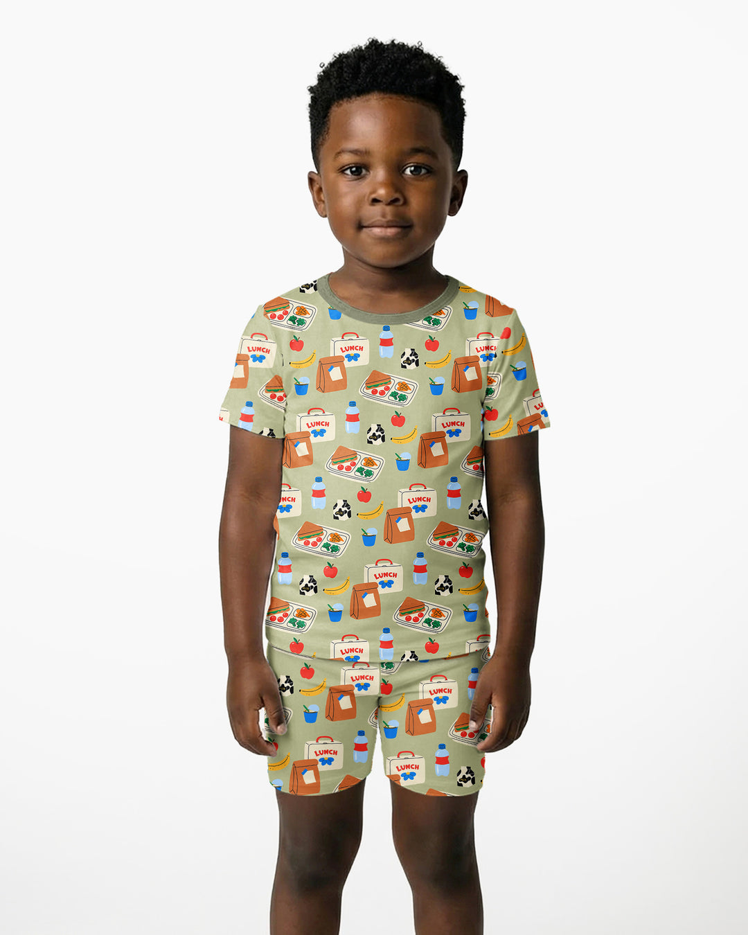 Happy School Lunch Bamboo Two Piece Short Sleeve Shorts Pajama Set