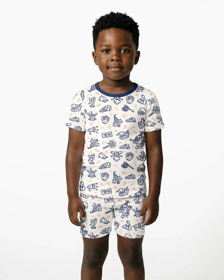 Ballpark Bash Bamboo Two Piece Short Sleeve Shorts Pajama Set