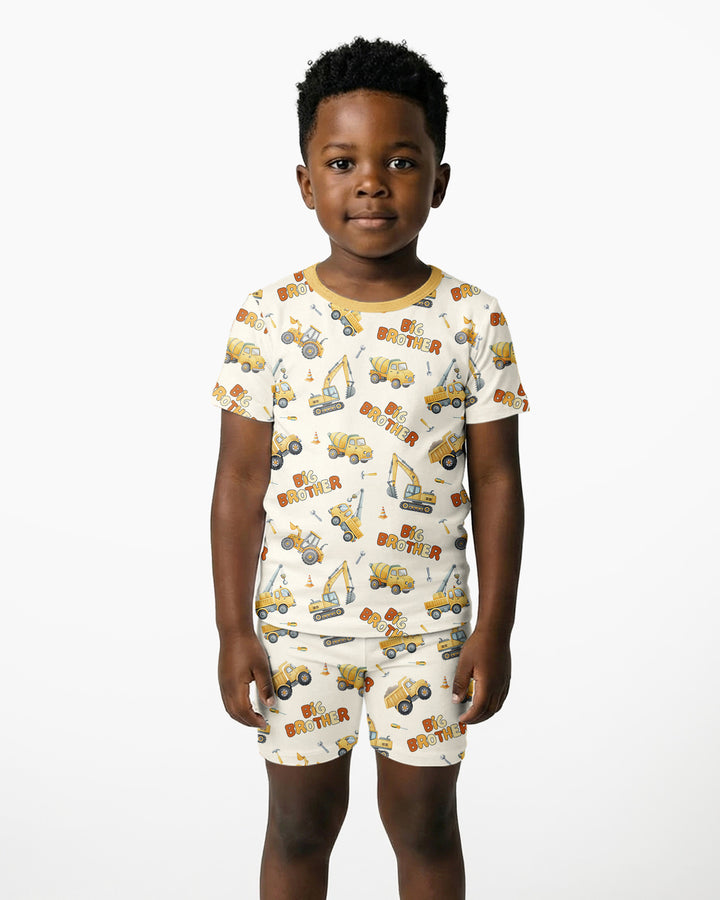Custom Construction Matching Sibling Bamboo Two Piece Short Sleeve Shorts Pajama Set