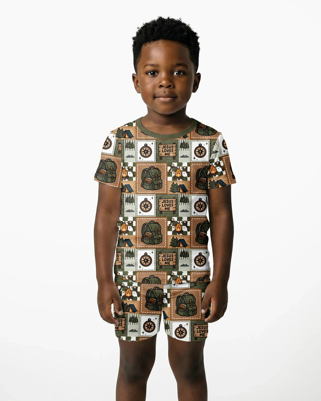 Template Bamboo Two Piece Short Sleeve Shorts Pyjamas Set