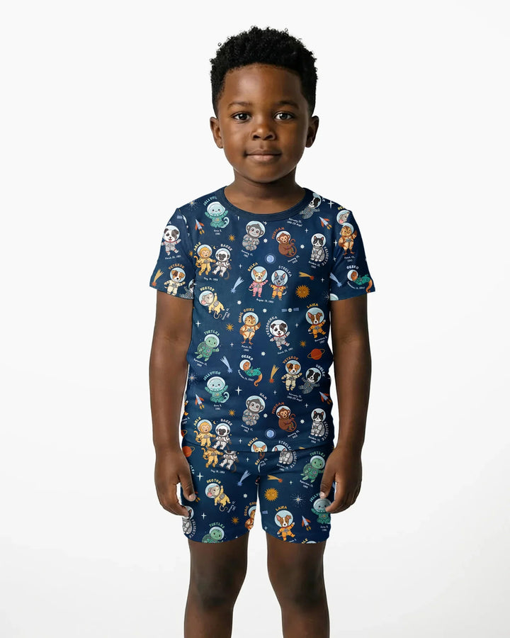 Animal Astronauts Bamboo Two Piece Short Sleeve Shorts Pajama Set