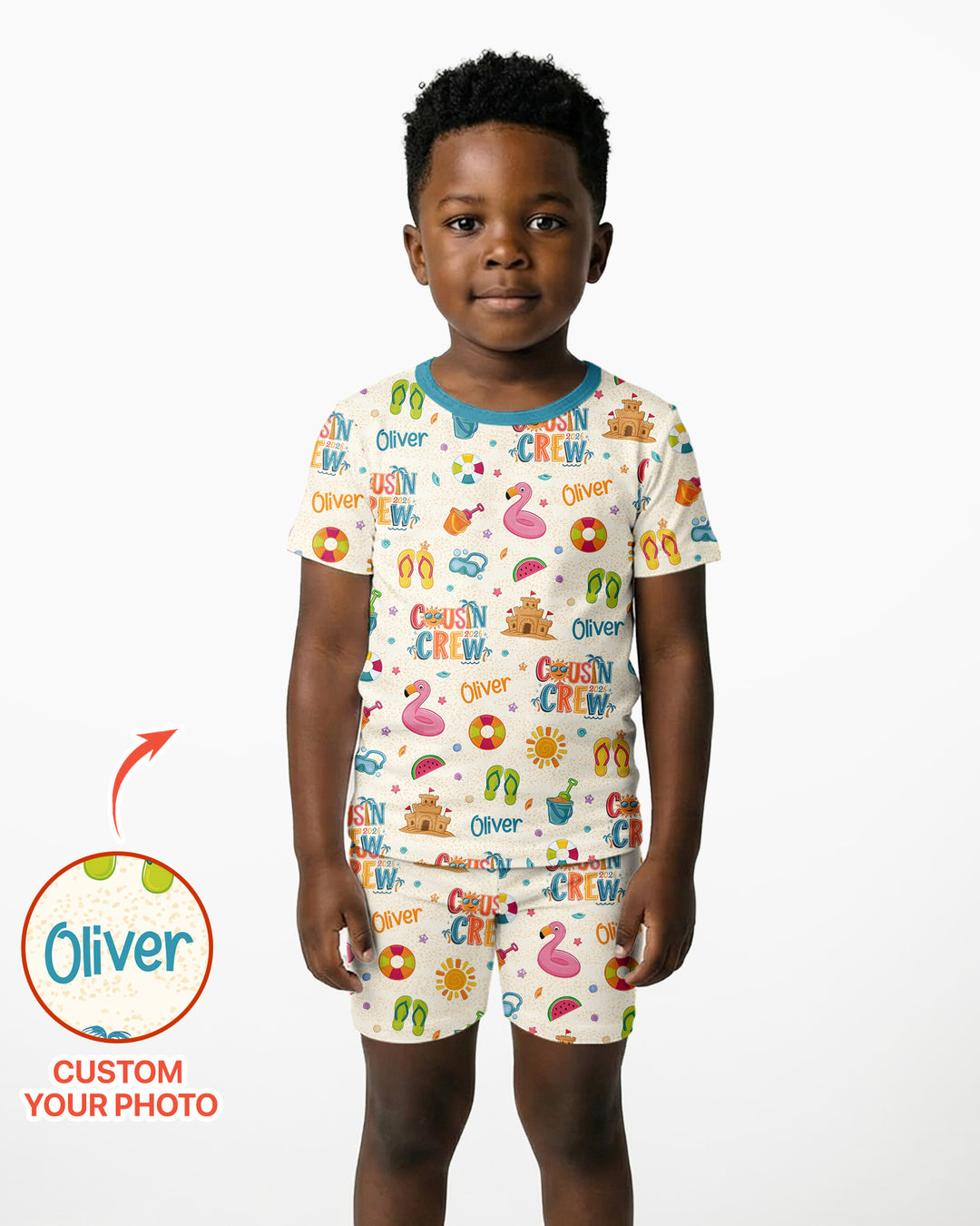 Custom Name Summer 2026 Cousin Crew Bamboo Two Piece Short Sleeve Shorts Pajama Set