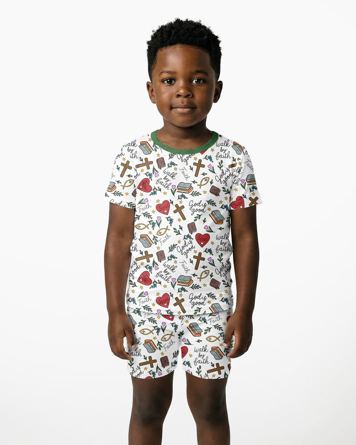 Love Jesus God Is Good Bamboo Two Piece Short Sleeve Shorts Pajama Set