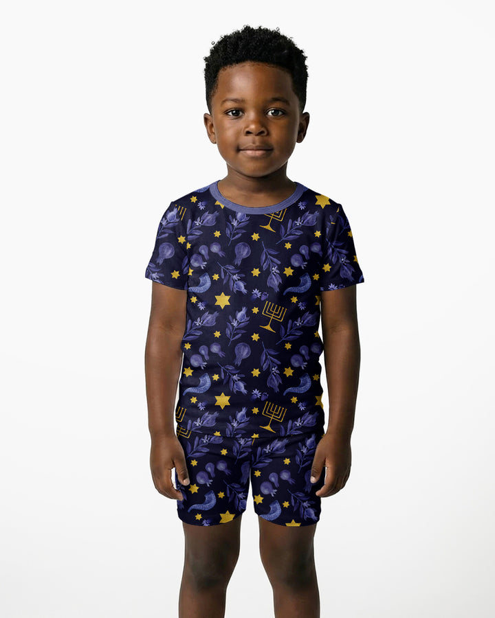 Rosh Hashanah Night Family Matching Bamboo Two Piece Short Sleeve Shorts Pajama Set