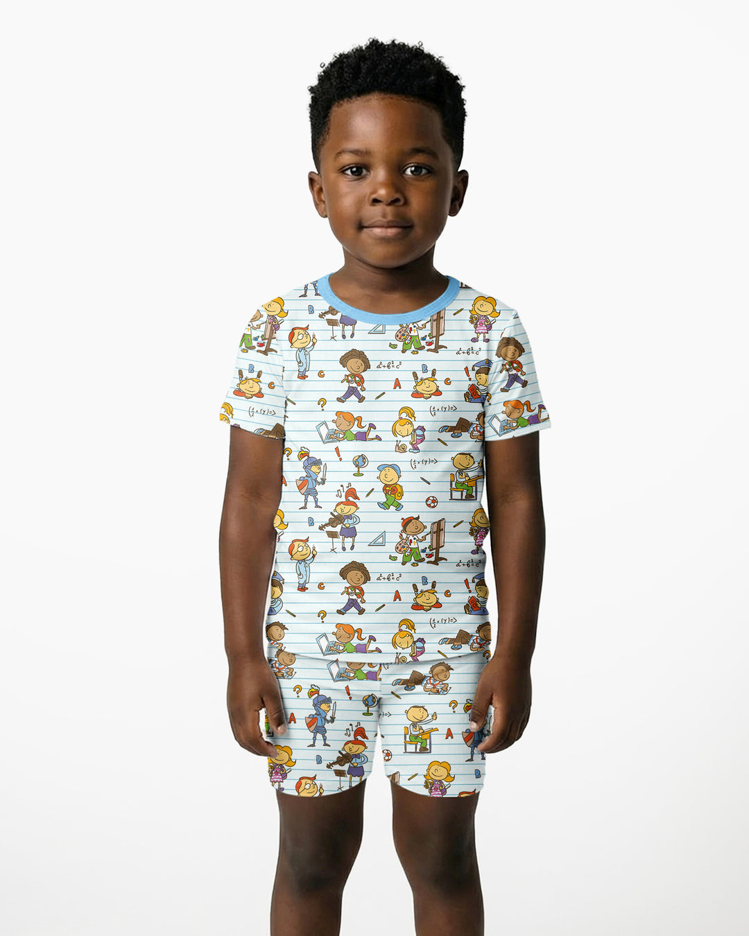 School Days Adventure Bamboo Two Piece Short Sleeve Shorts Pajama Set