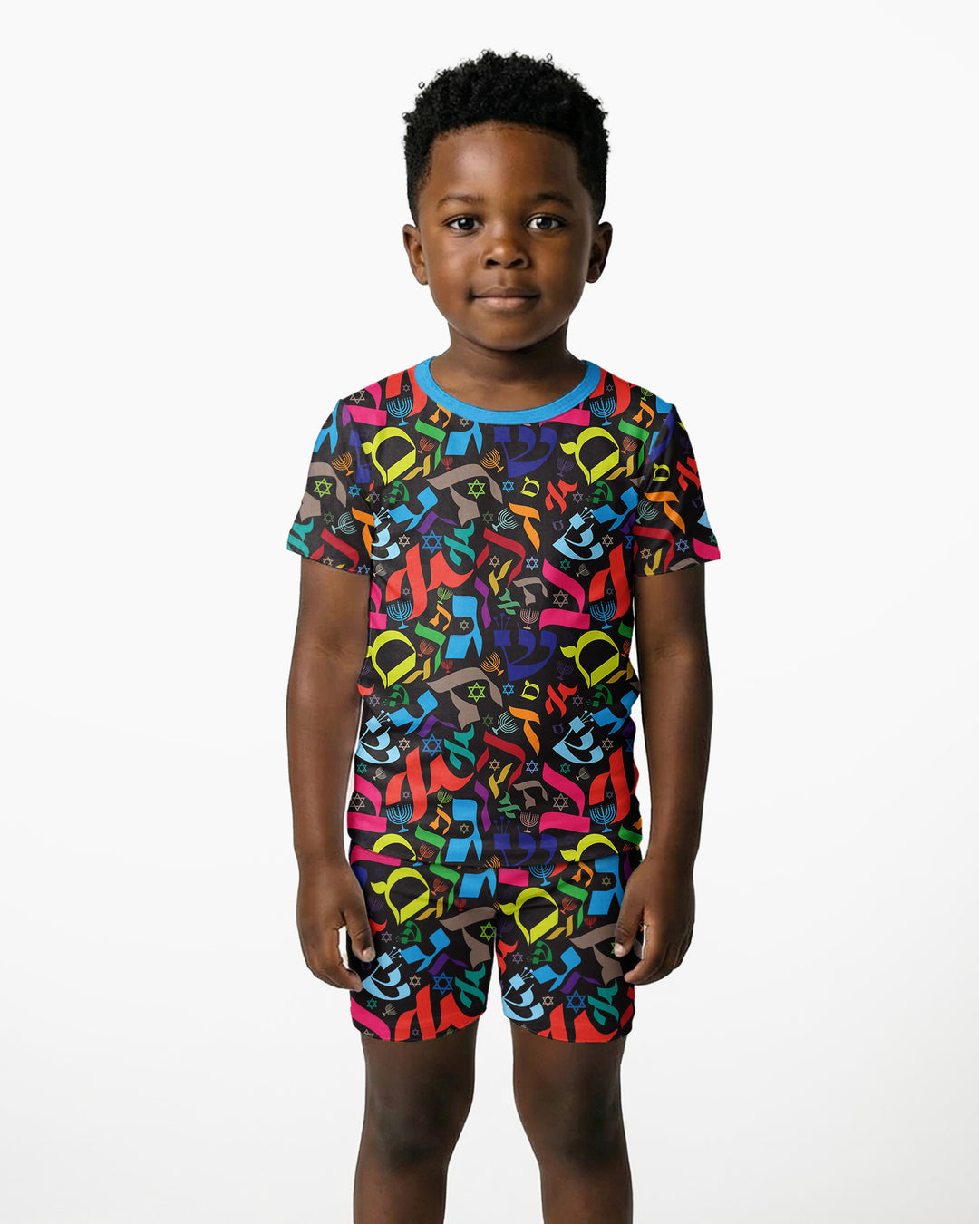 Hebrew Harmony Family Matching Bamboo Two Piece Short Sleeve Shorts Pajama Set