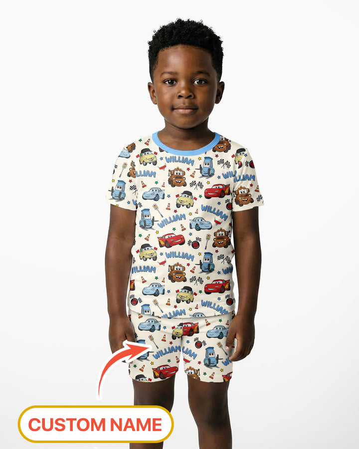 Car Movie Bamboo Two Piece Short Sleeve Shorts Pajama Set
