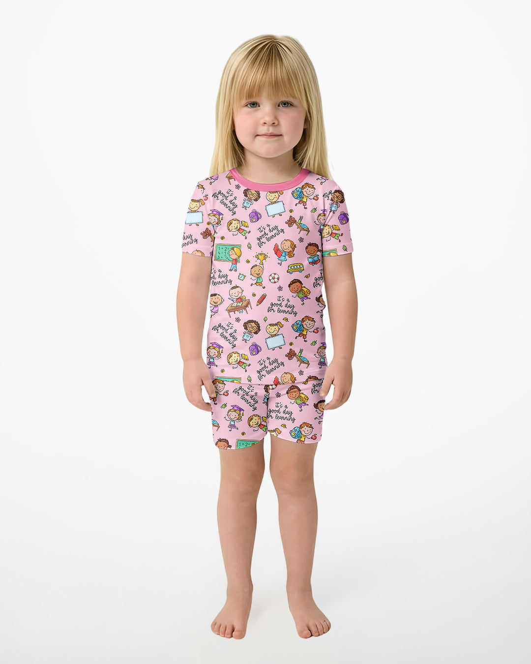 Little Learners Adventure Bamboo Two Piece Short Sleeve Shorts Pajama Set