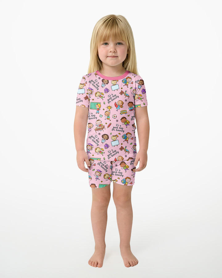 Little Learners Adventure Bamboo Two Piece Short Sleeve Shorts Pajama Set