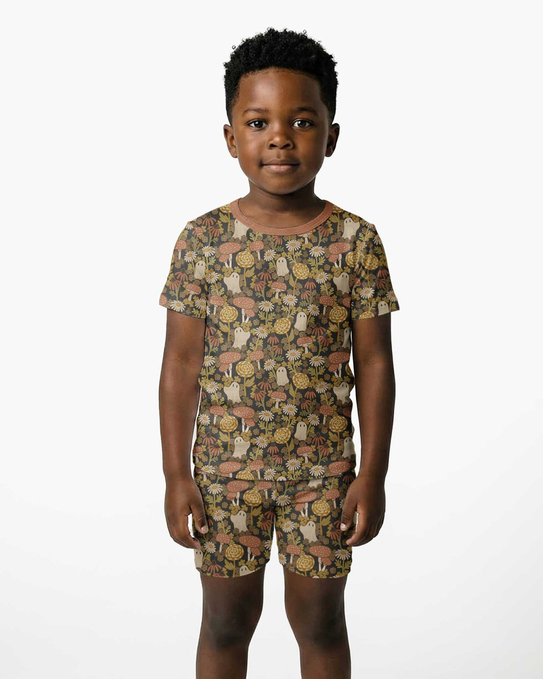 Ghost Garden Dark Autumn Bamboo Two Piece Short Sleeve Shorts Pajama Set