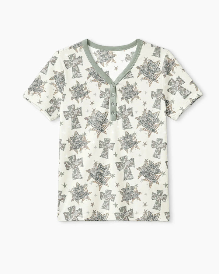 Camo God is Good Family Matching Bamboo Women Short Sleeve Short Pajama Set