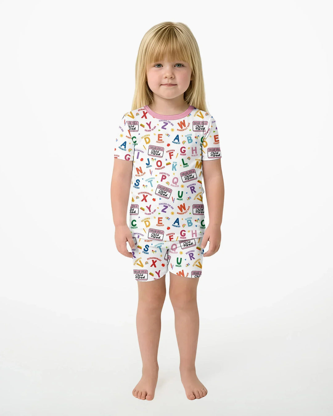 I'm A Child Of God ABCs Bamboo Two Piece Short Sleeve Shorts Pajama Set