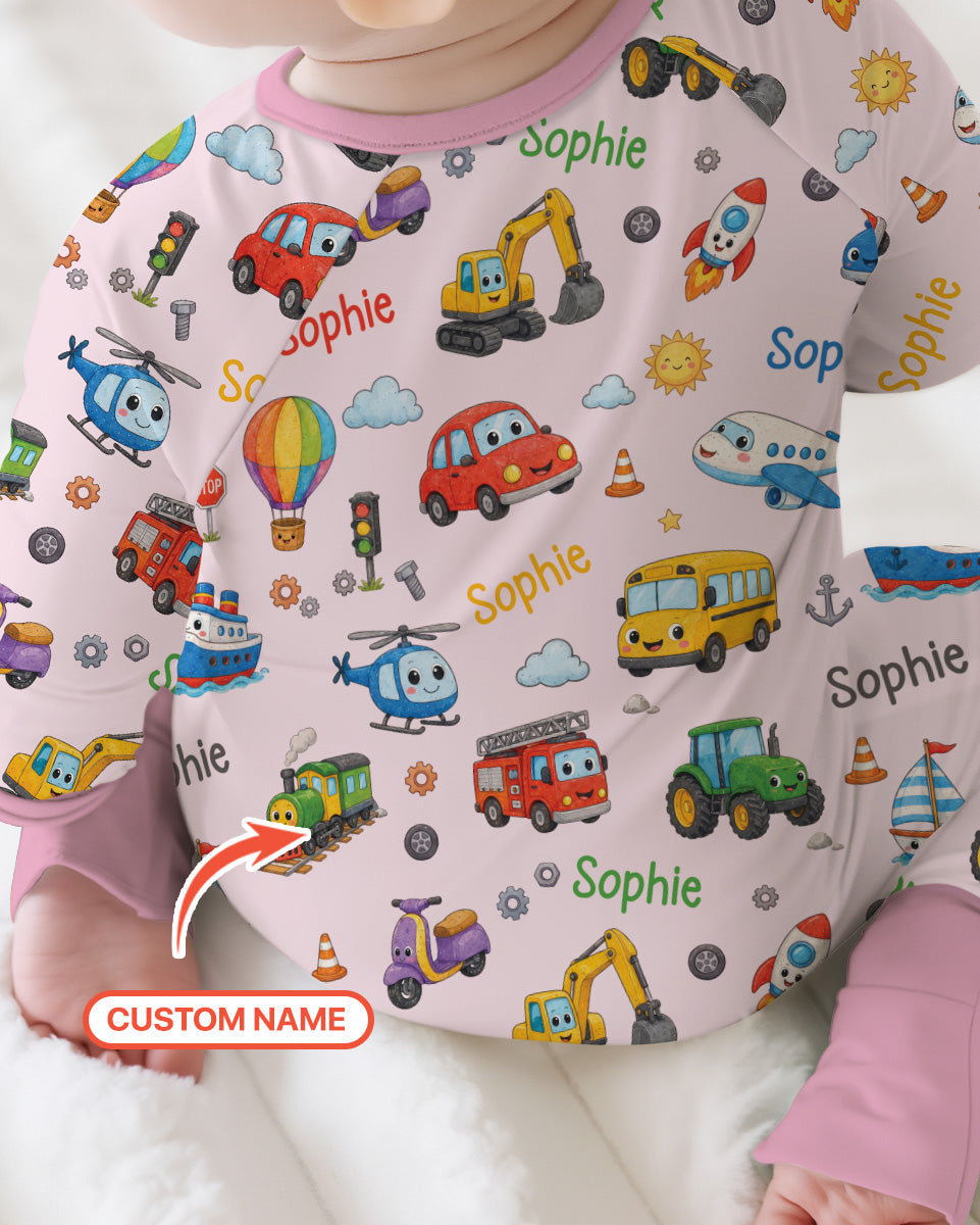 Custom Name Cute Transport Bamboo Convertible Zippy