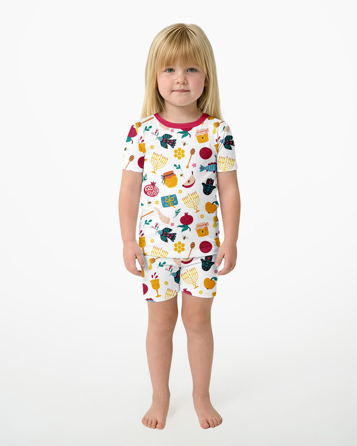 Shanah Tovah Party Bamboo Two Piece Short Sleeve Shorts Pajama Set