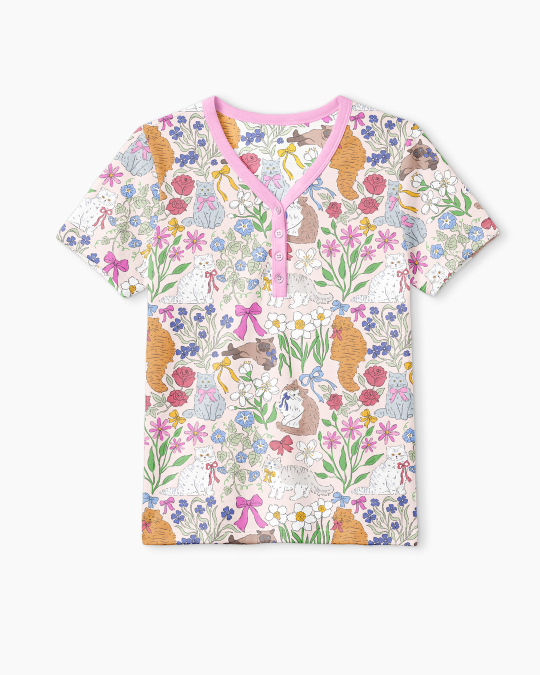 The Garden Cattery Mommy & Me Matching Bamboo Women Short Sleeve Short Pajama Set