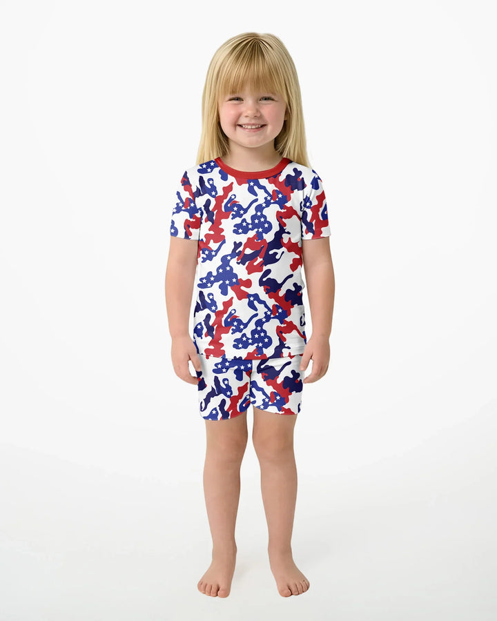Patriot Camo Daddy & Me Matching Bamboo Two Piece Short Sleeve Shorts Pajama Set
