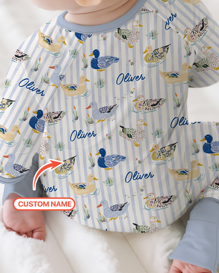Whimsical Duck Custom Name Bamboo Convertible Zippy