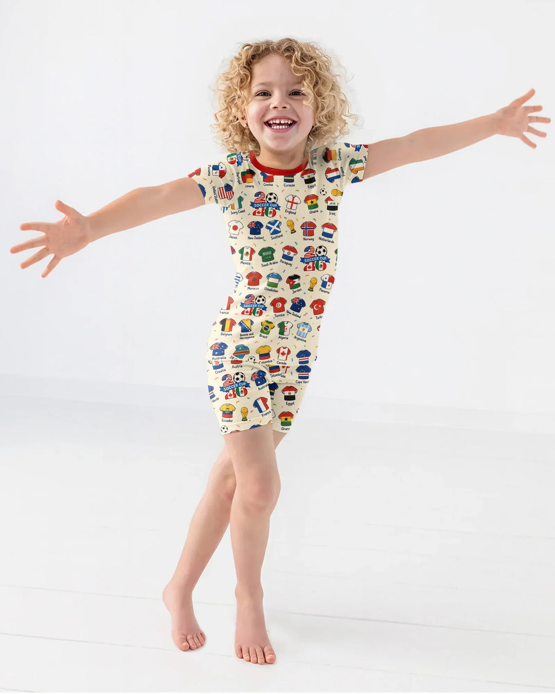 2026 Soccer World Jersey Flag Bamboo Two Piece Short Sleeve Shorts Pajama Set