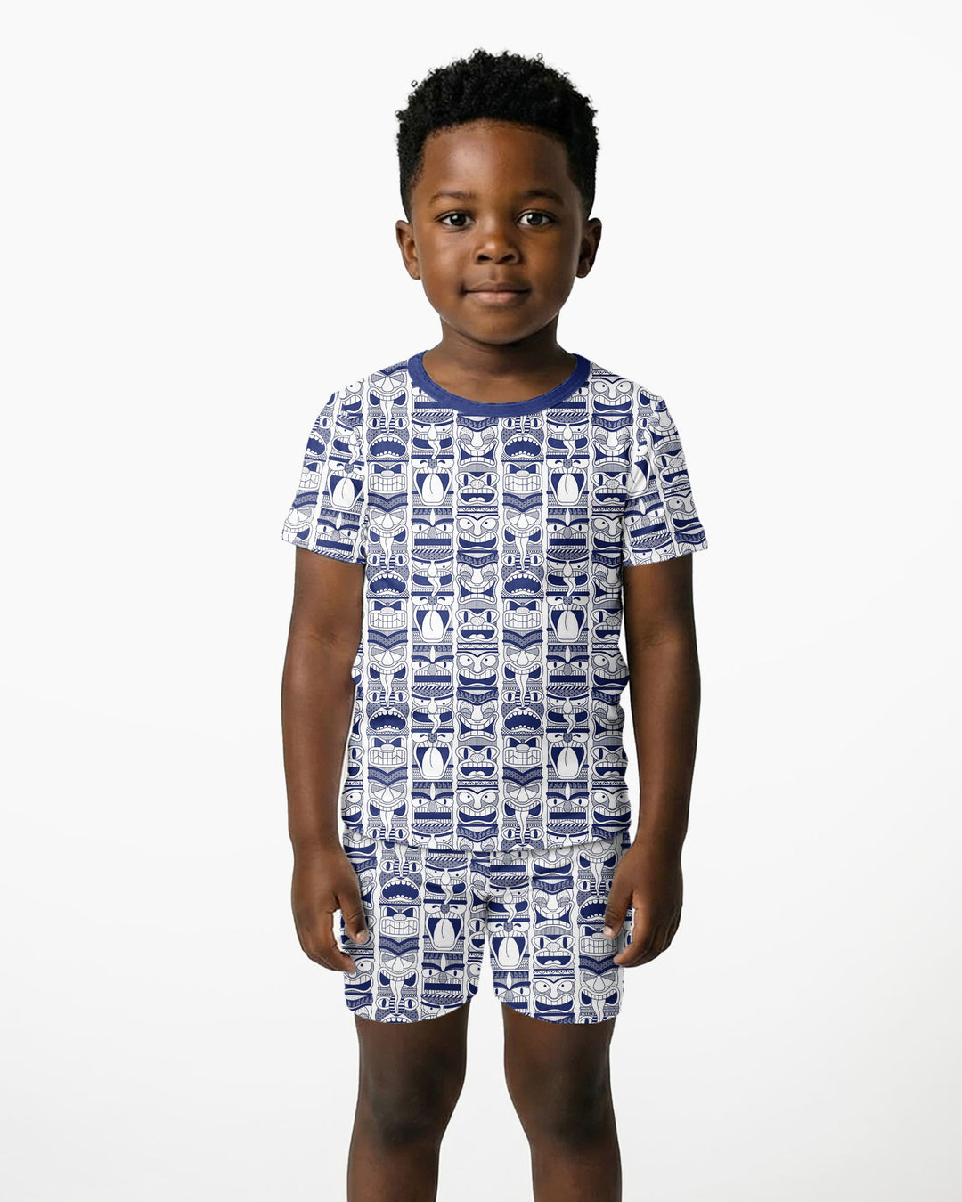 Friendly Totem Pole Figures Bamboo Two Piece Short Sleeve Shorts Pajama Set