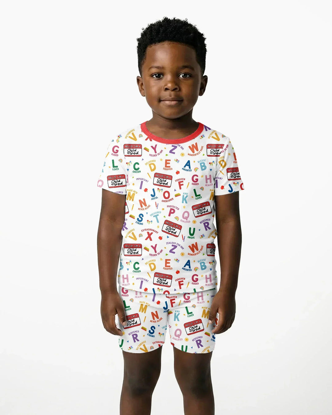 I'm A Child Of God ABCs Bamboo Two Piece Short Sleeve Shorts Pajama Set