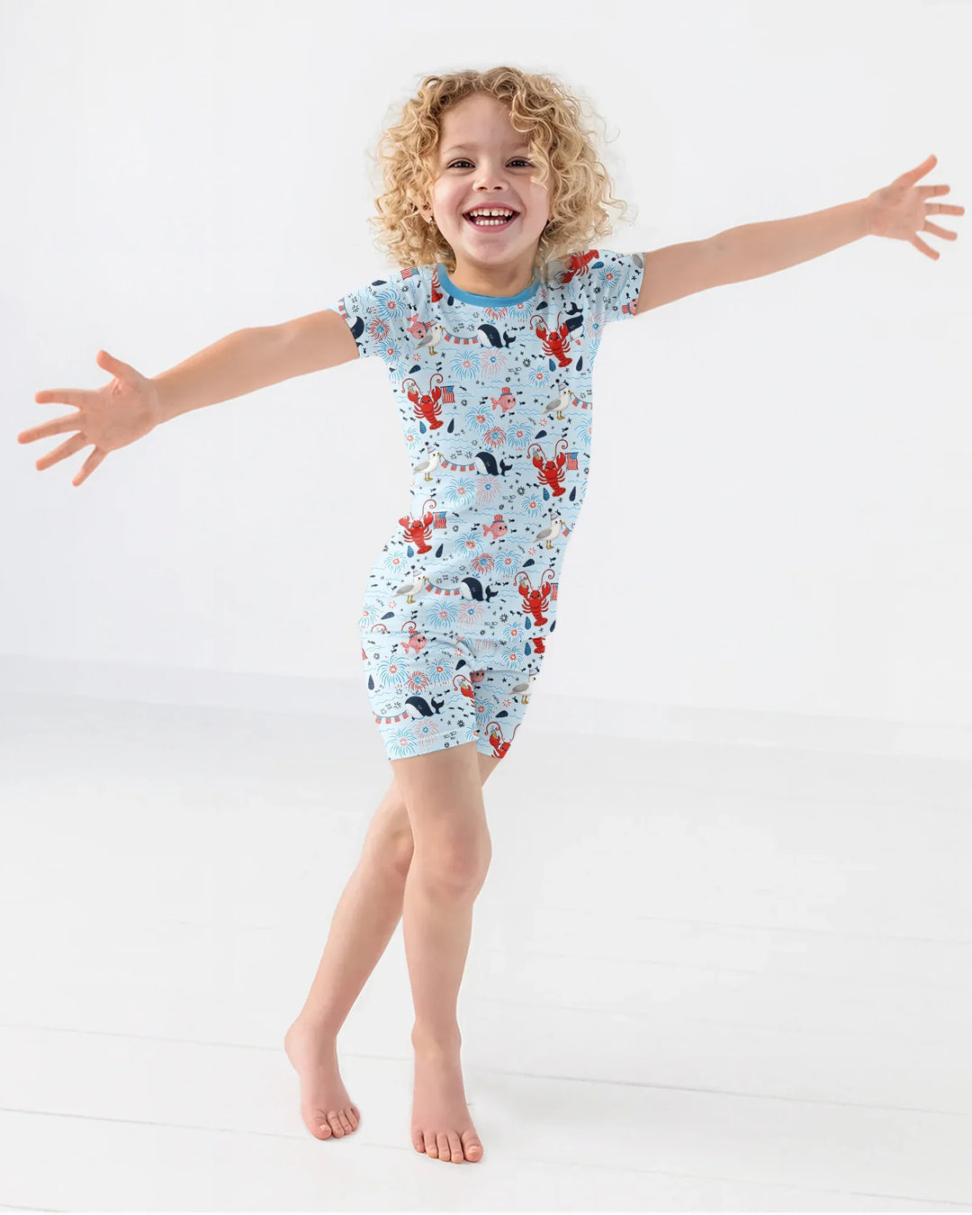 Celebrate 4th of July Family Matching Bamboo Two Piece Short Sleeve Shorts Pajama Set