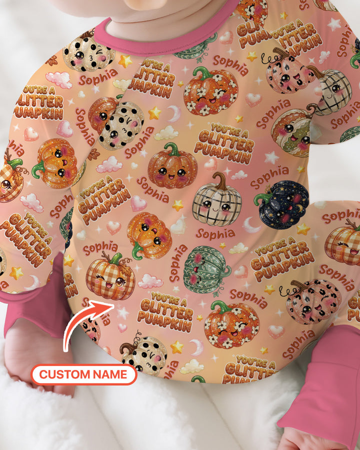 Custom Name You're A Glitter Pumpkin Bamboo Convertible Zippy
