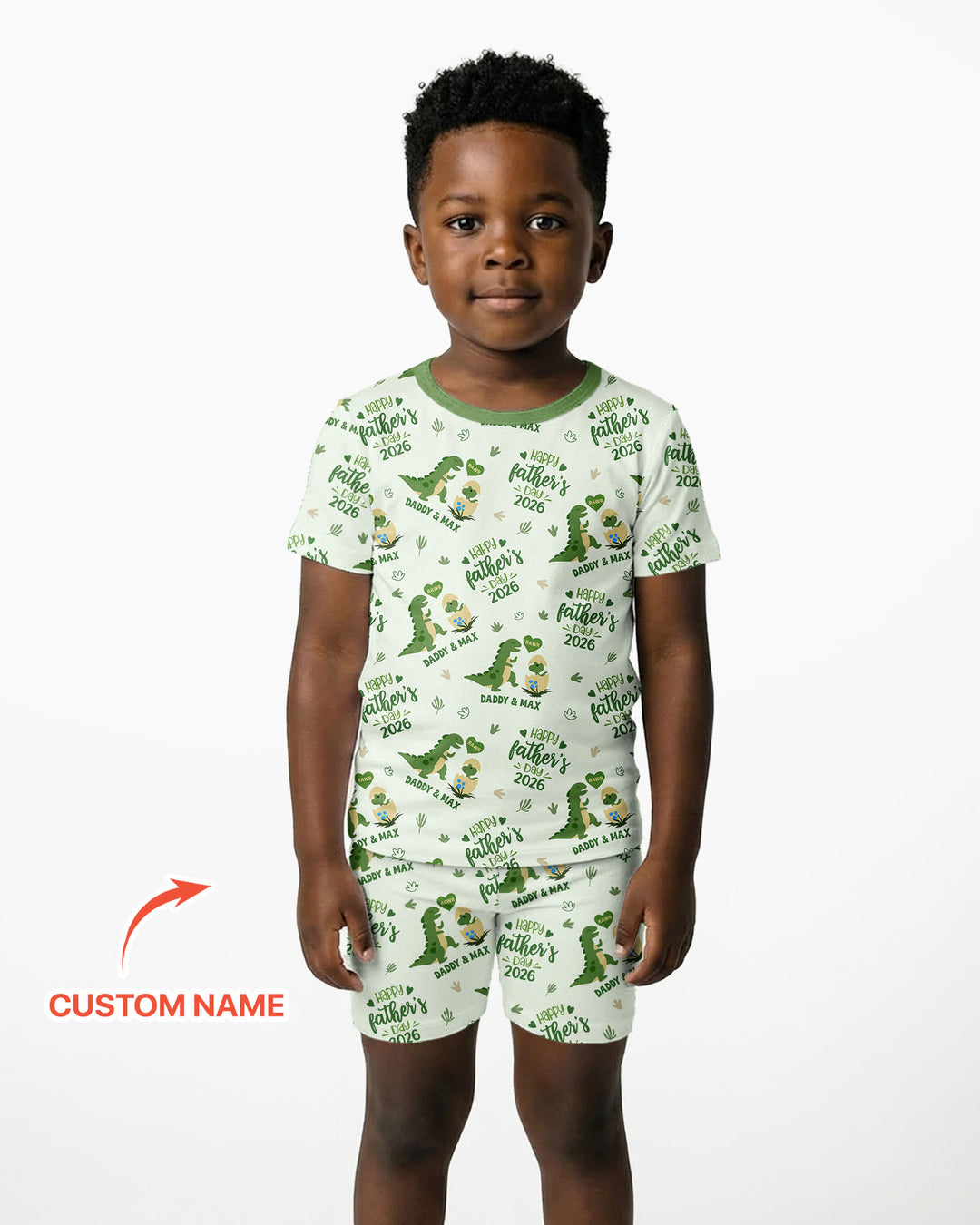 Custom Name Fathers Day 2026 Bamboo Two Piece Short Sleeve Shorts Pajama Set