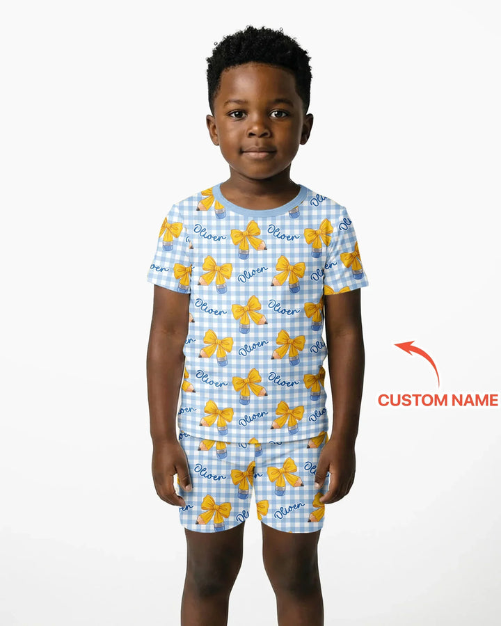 Coquette Back To School Bamboo Two Piece Short Sleeve Shorts Pajama Set